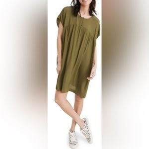 Madewell Shirred Dolman Sleeve Knee Length Easy Dress in Desert Moss ZB6